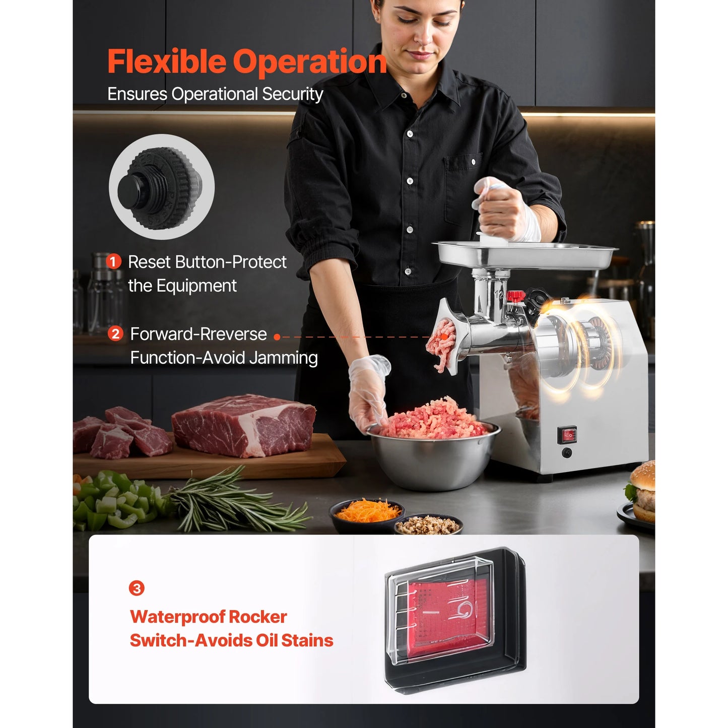 SucceBuy #12 850W Heavy-Duty Electric Meat Grinder – 7 lb/min