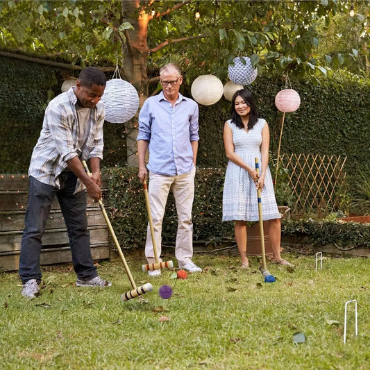 Croquet Set Six Player With Colored Balls And Carrying Bag