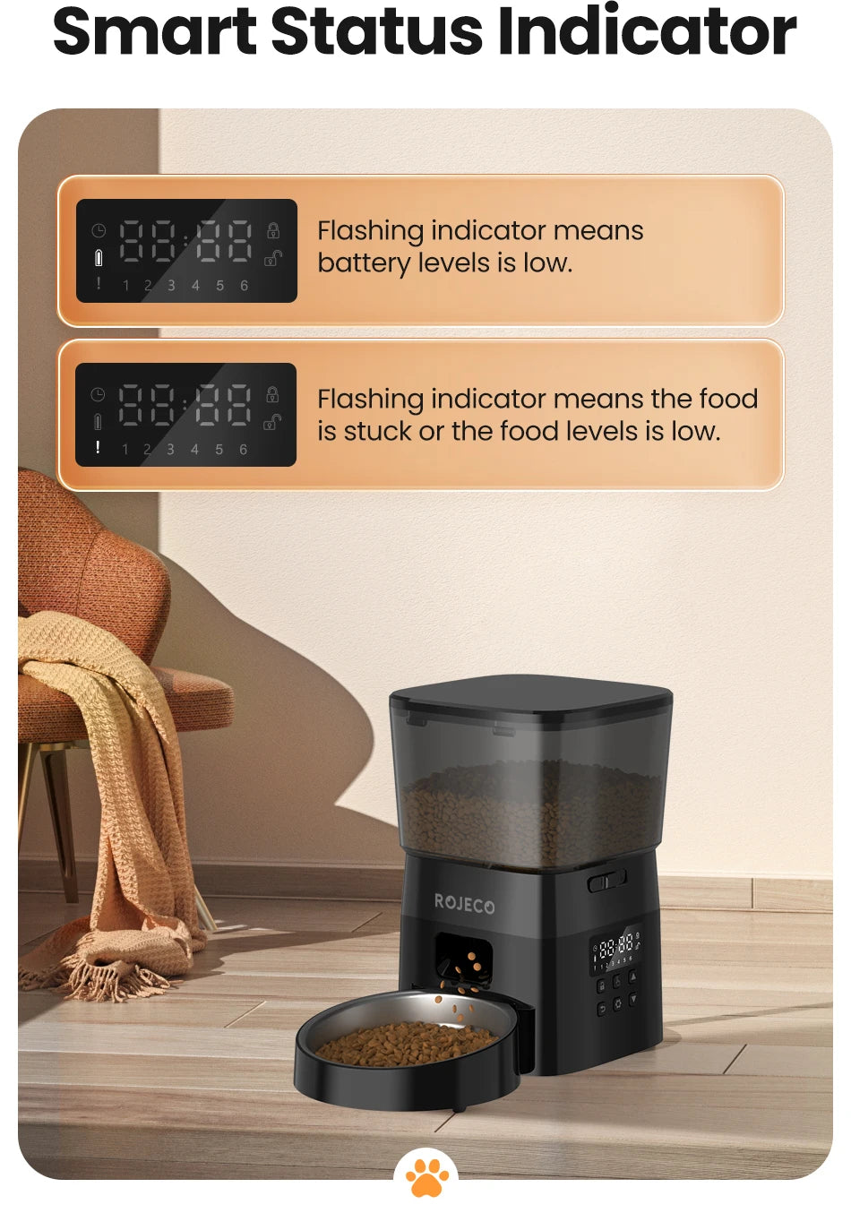Rojeco Automatic Pet Feeder For Cats With Smart Control