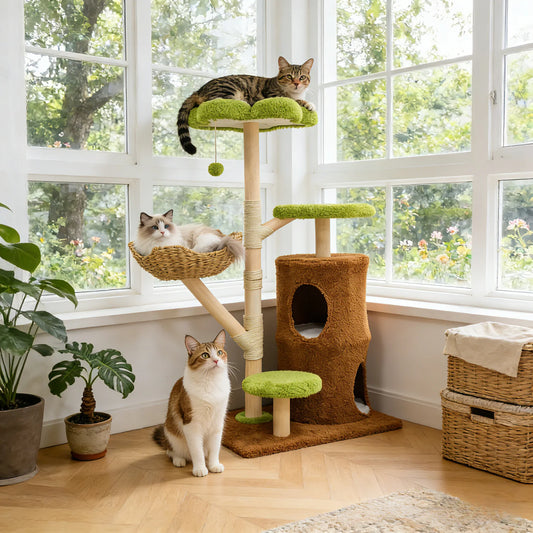 BINGOPAW 5-Tier Cat Tree &amp; Condo with Sisal Scratching Posts
