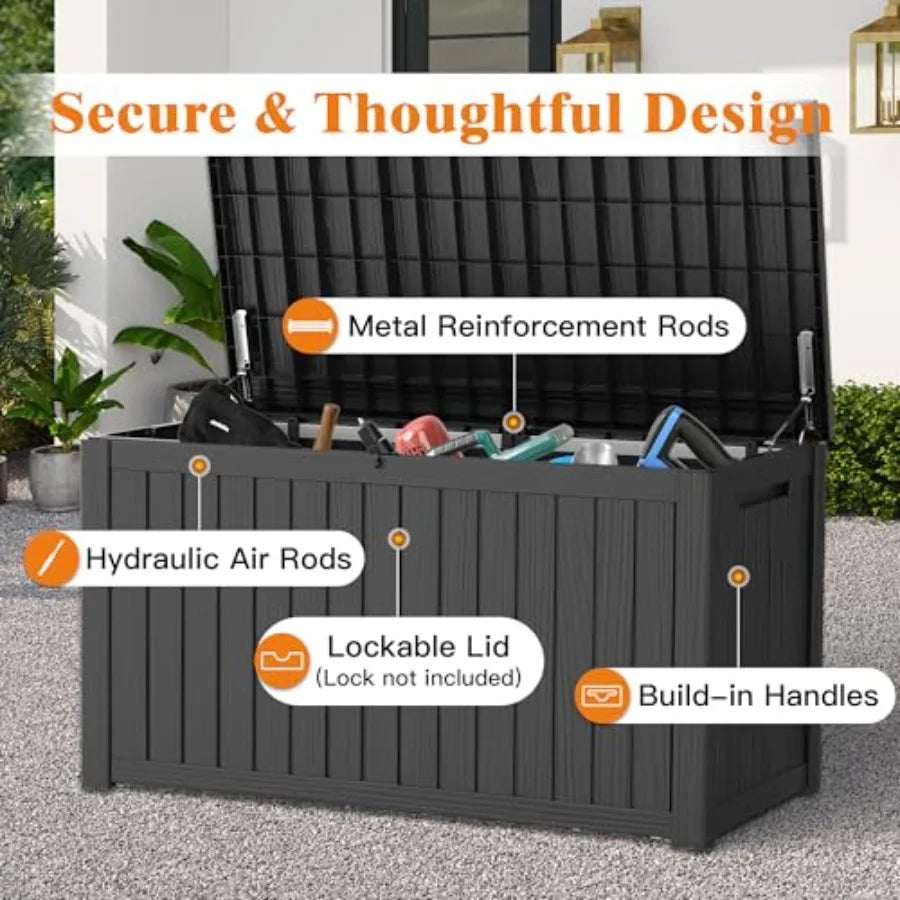 Resin Outdoor Storage Box Waterproof With Lockable Lid And Handles