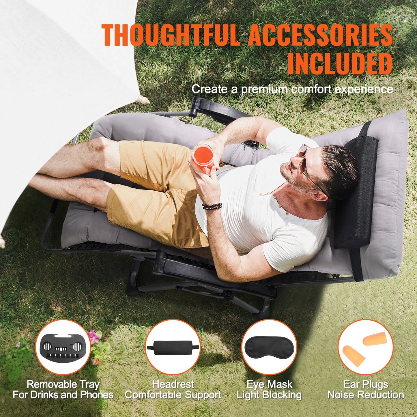 SucceBuy Zero Gravity Lounge Chair With Adjustable Recline And Cupholder