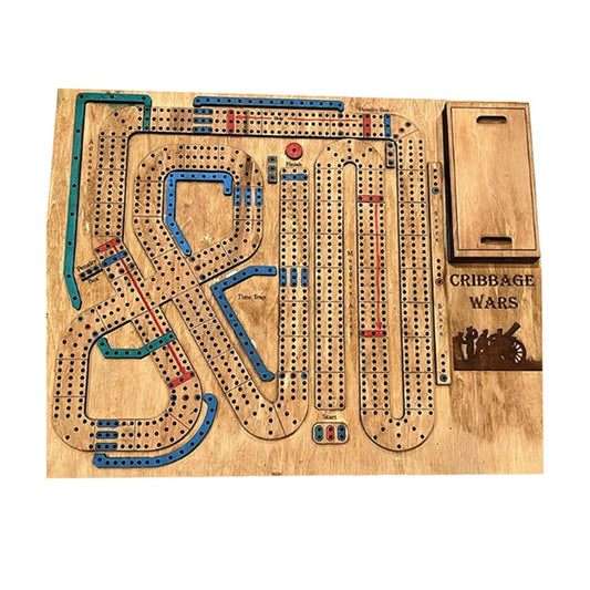 Wooden Cribbage Board Game Set with Storage Compartment