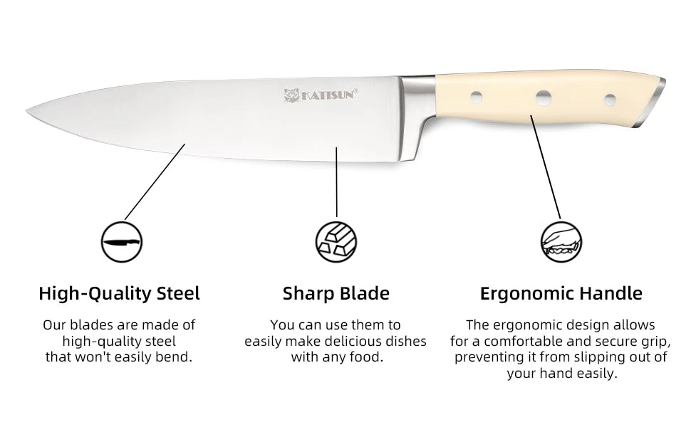 16-Piece Carbon Steel Kitchen Knife Set with Built-In Sharpener