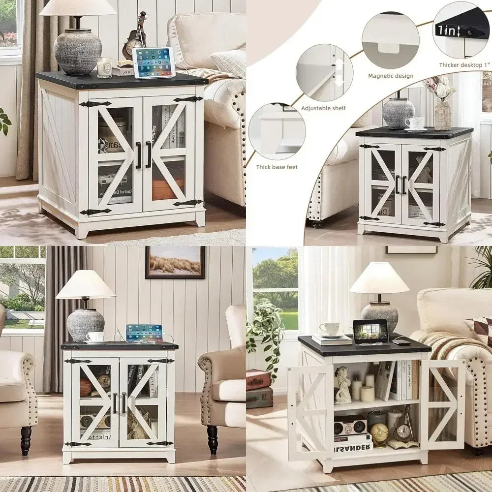 Rustic Farmhouse Coffee Table With Built In Charging Port