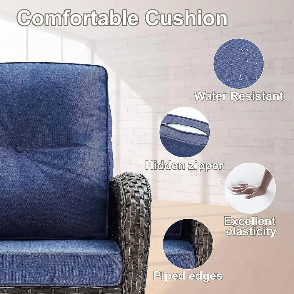 Outdoor Swivel Glider Wicker Chairs With Cushions For Patio