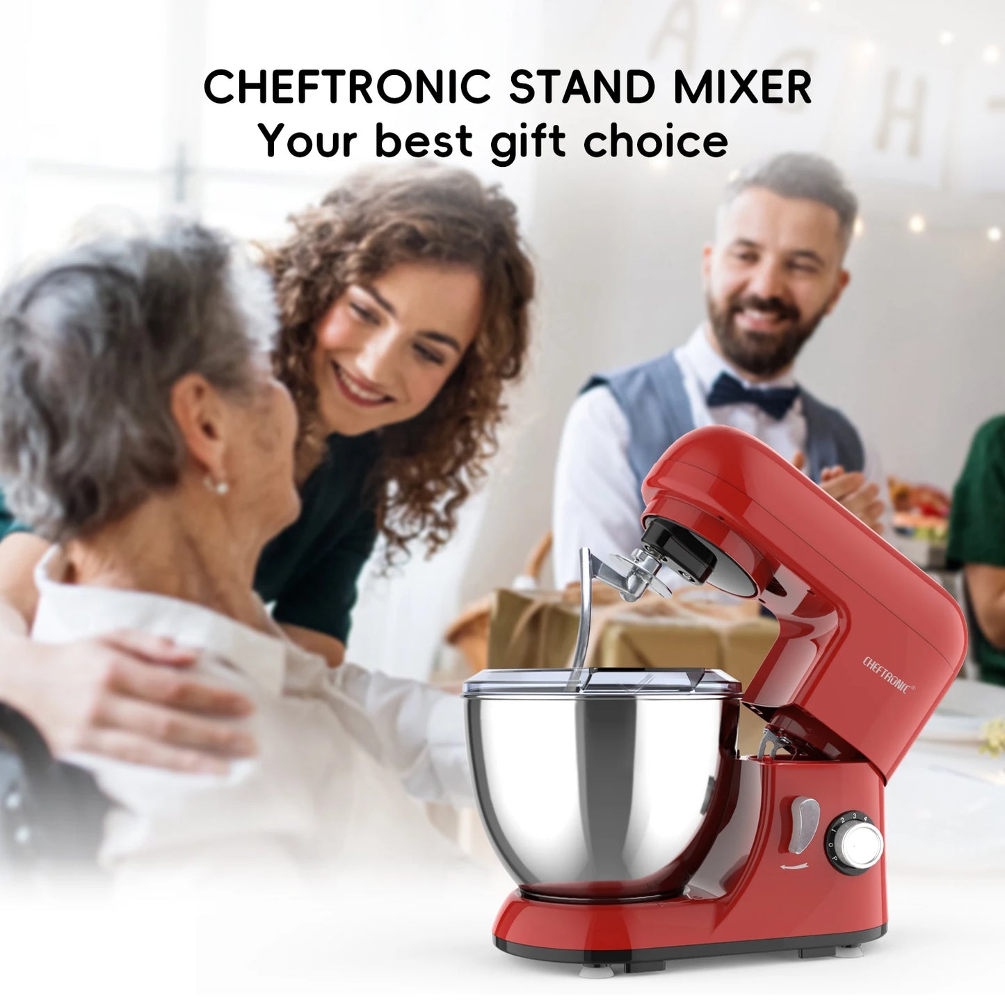 Cheftronic 4.5-Quart Tilt-Head Stand Mixer with 6 Speeds