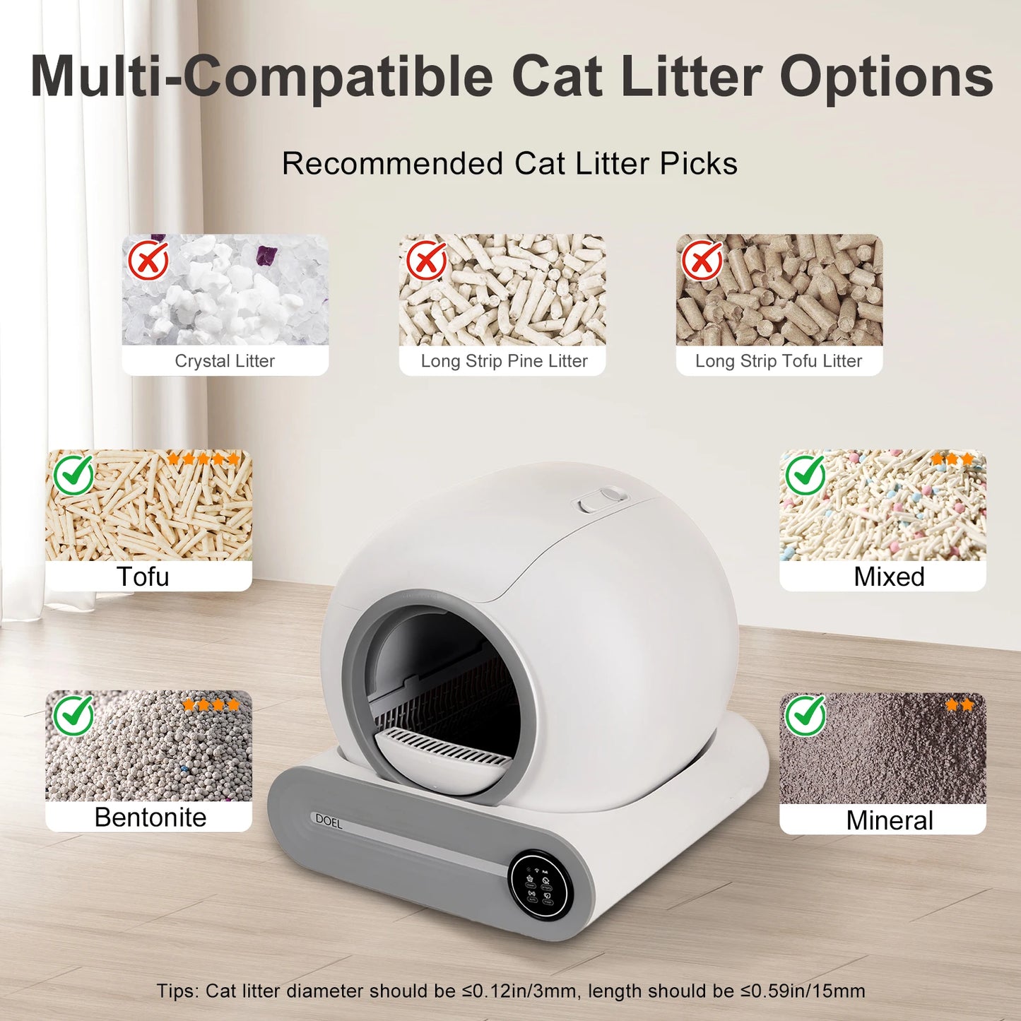 DOEL 65L Smart Self-Cleaning Cat Litter Box with App Control