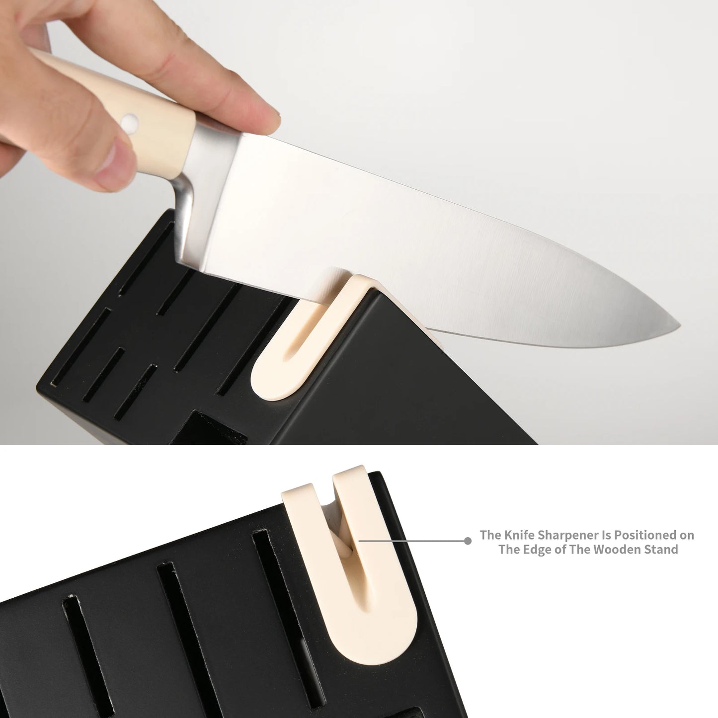 16-Piece Carbon Steel Kitchen Knife Set with Built-In Sharpener