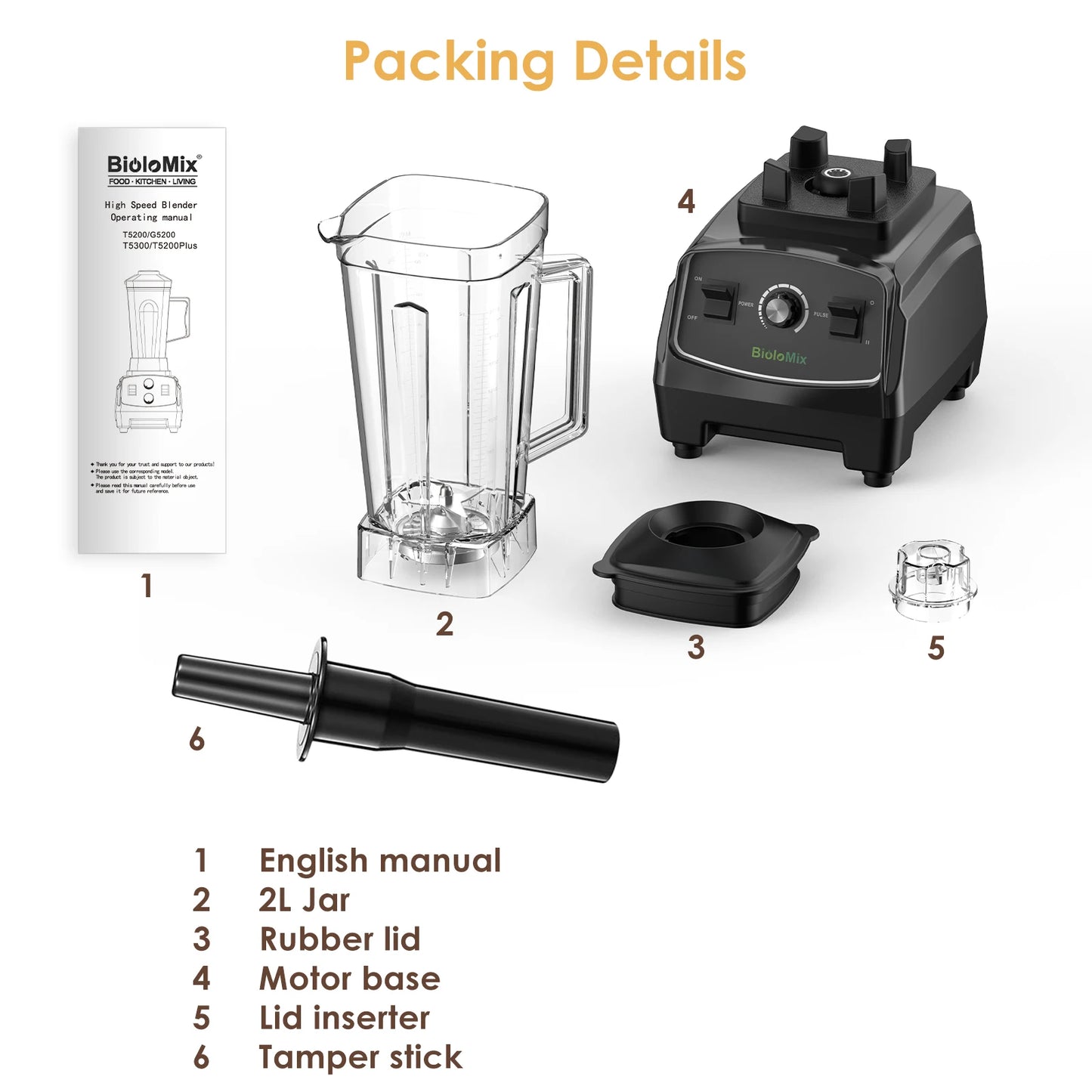 Biolomix G5200 Heavy-Duty High-Power Blender – 2L
