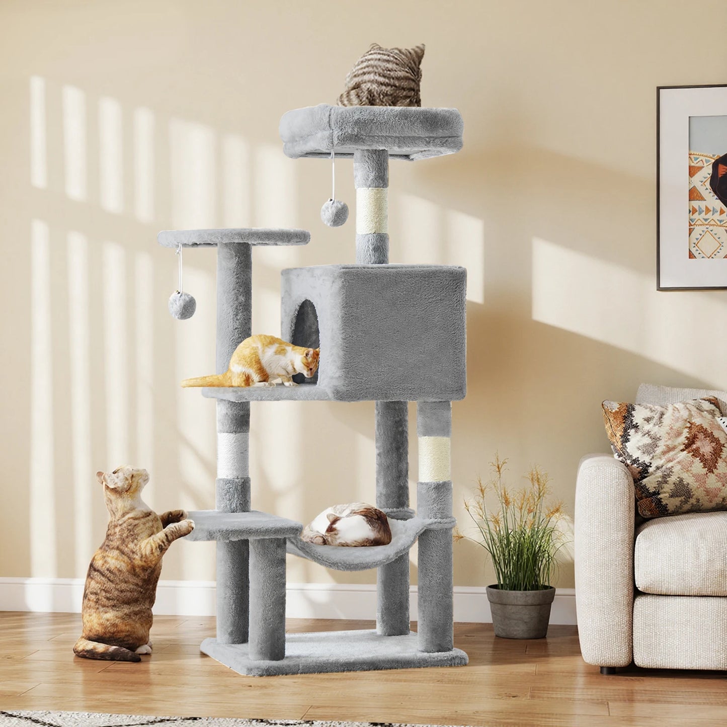 Multi Level Cat Tree With Scratching Posts For Indoor Cats