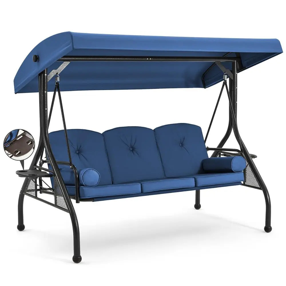 Porch Swing With Stand And Canopy Convertible Bed Wicker Panels