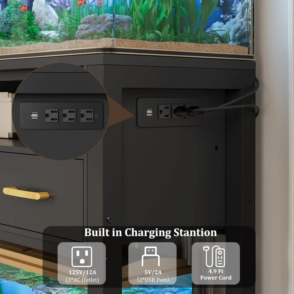 Heavy Duty Aquarium Stand With Metal Frame And Power Outlet