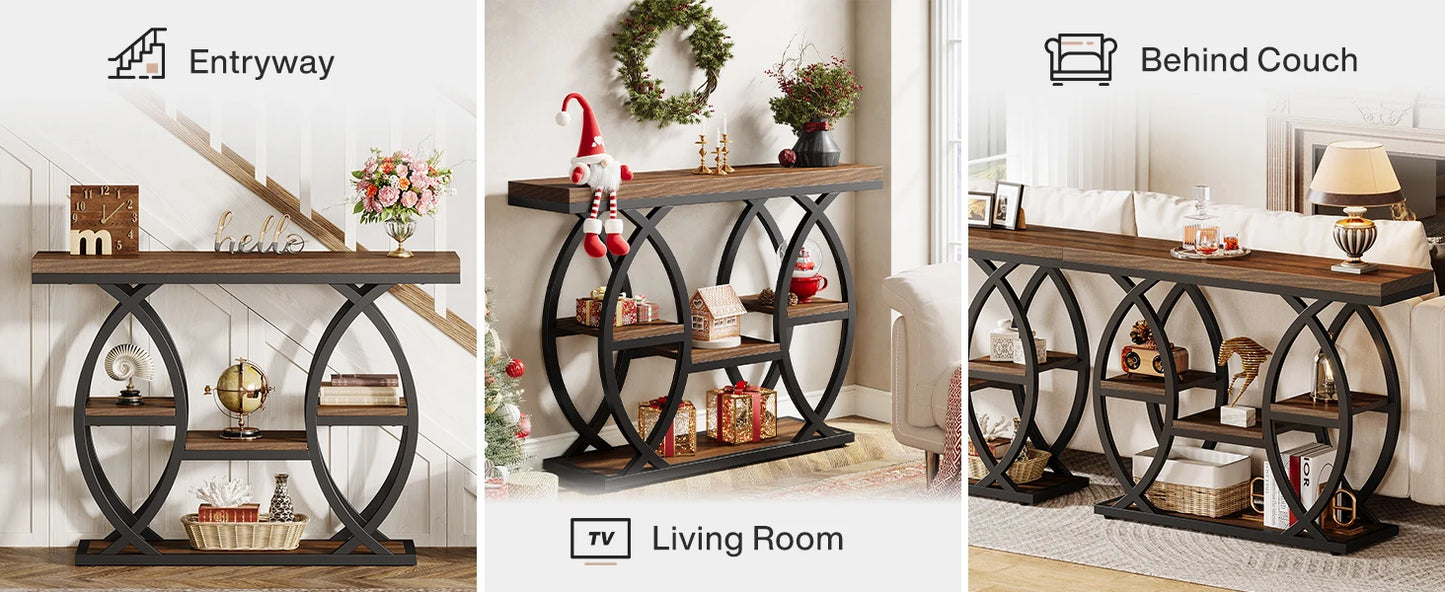 Industrial Console Table For Narrow Entryway Hallway Thick Top
