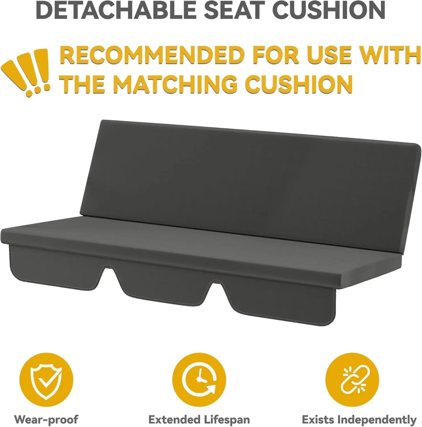 Patio Swing Three Seat Porch Bench With Adjustable Canopy