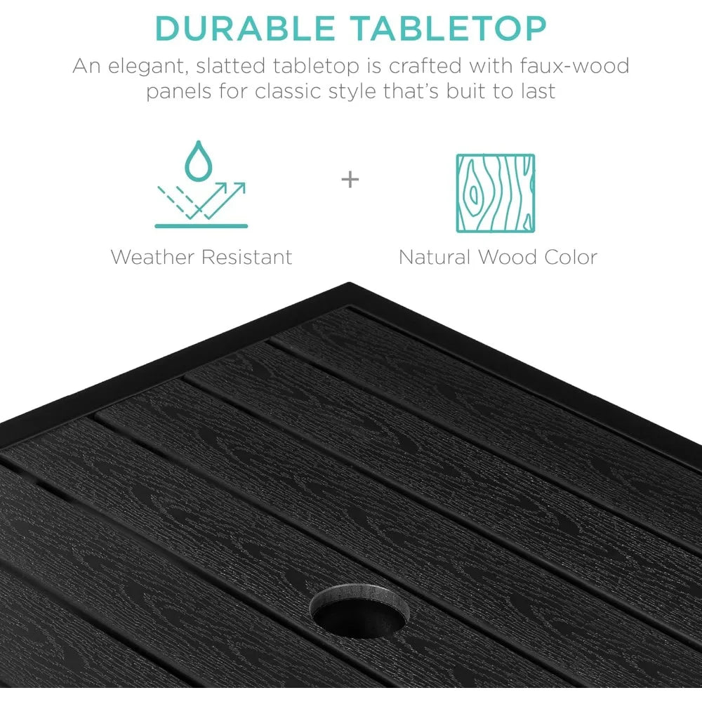 Wicker Outdoor Side Table With Umbrella Hole UV-Resistant