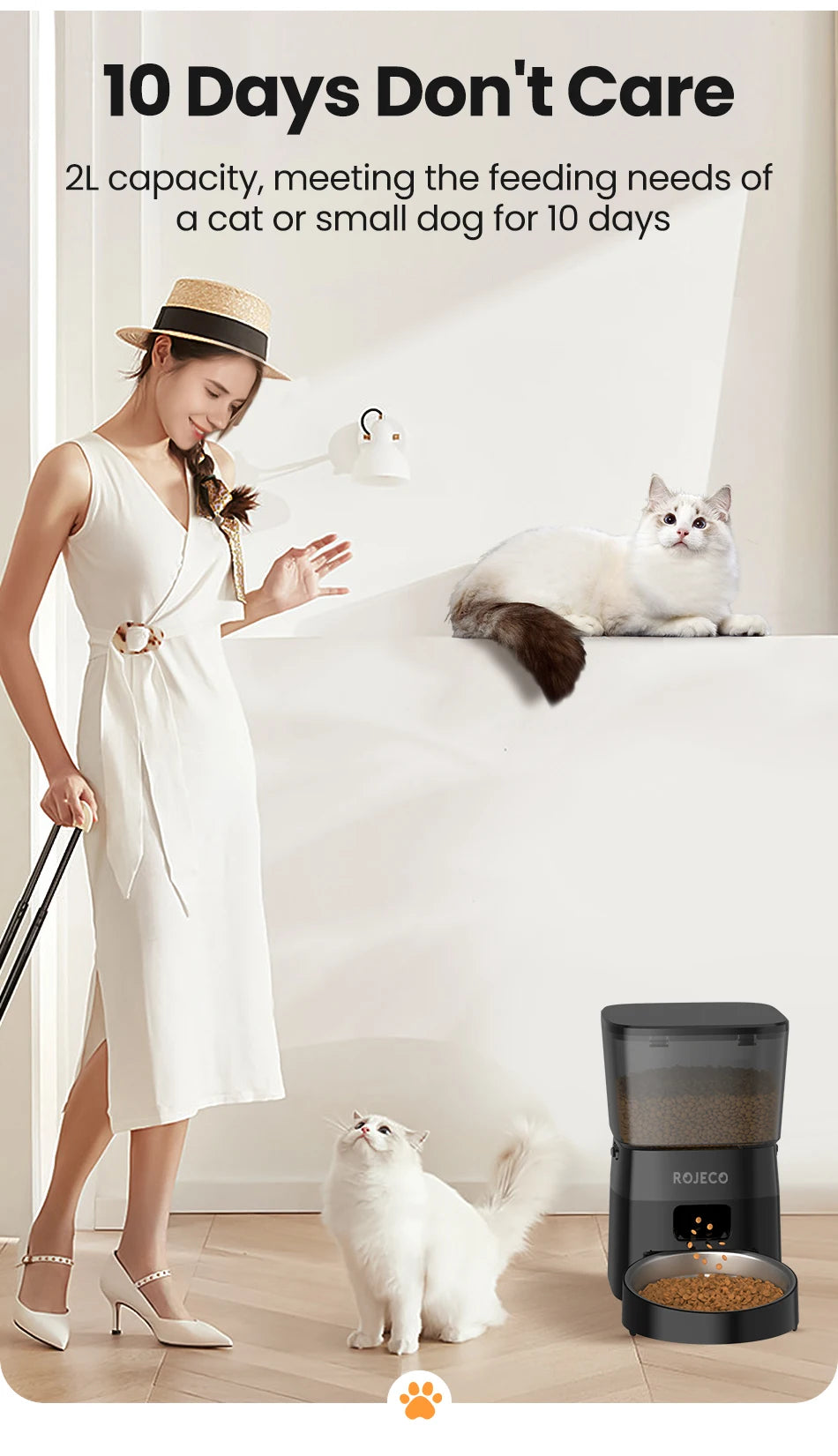 Rojeco Automatic Pet Feeder For Cats With Smart Control