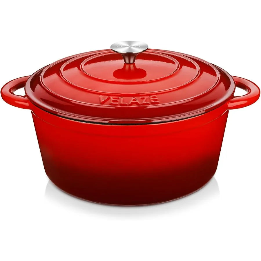 7.5 QT Dutch Oven Pot with Lid, Enameled Cast Iron Dutch Oven with Dual Handles for Sourdough Bread Baking, Cooking, Non-stick E