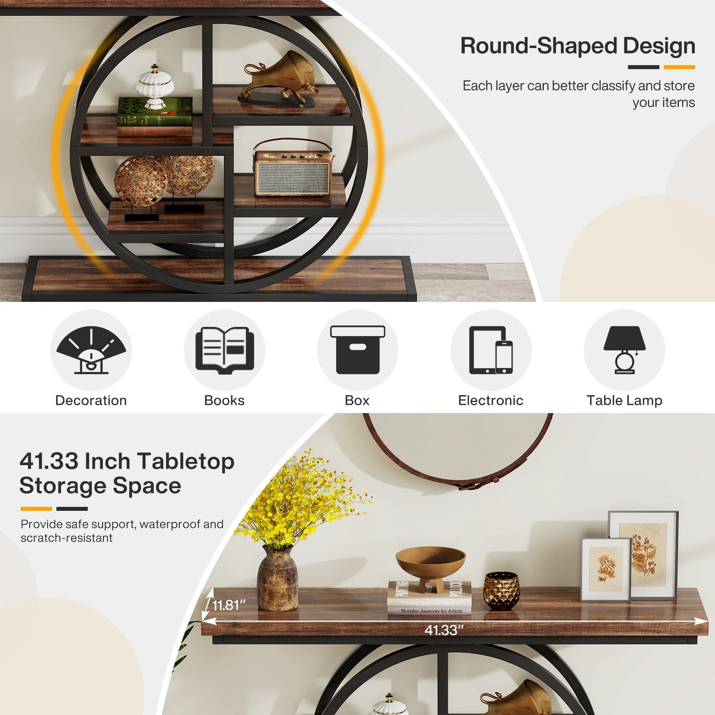 Industrial Console Table For Narrow Entryway Hallway Thick Top