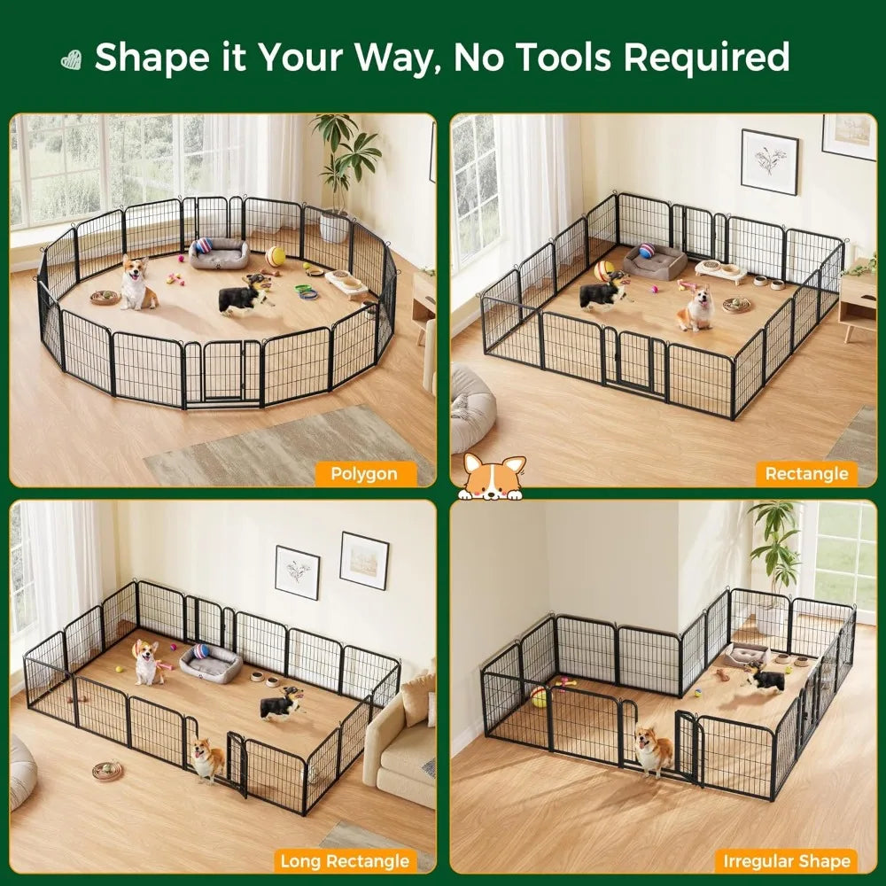 16-Panel 24-Inch Metal Pet and Poultry Indoor & Outdoor Playpen with Two Doors
