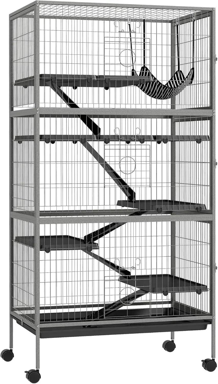 Spacious 5-Tier Small Animal Cage with Hammock Accessory