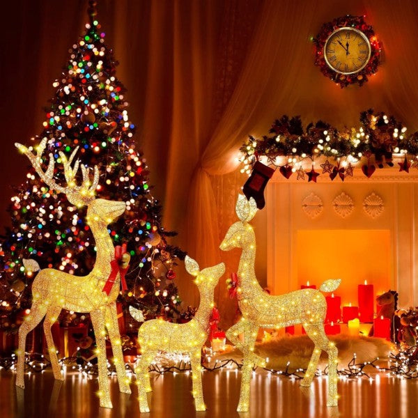 Lighted Christmas Reindeer Family Set Outdoor Decor