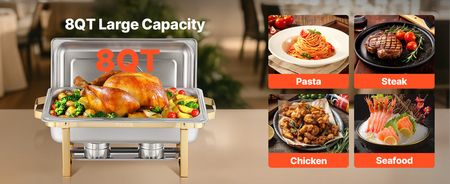 SSucceBuy 8 Qt 2 or 4 Pack Chafing Dish Buffet Set