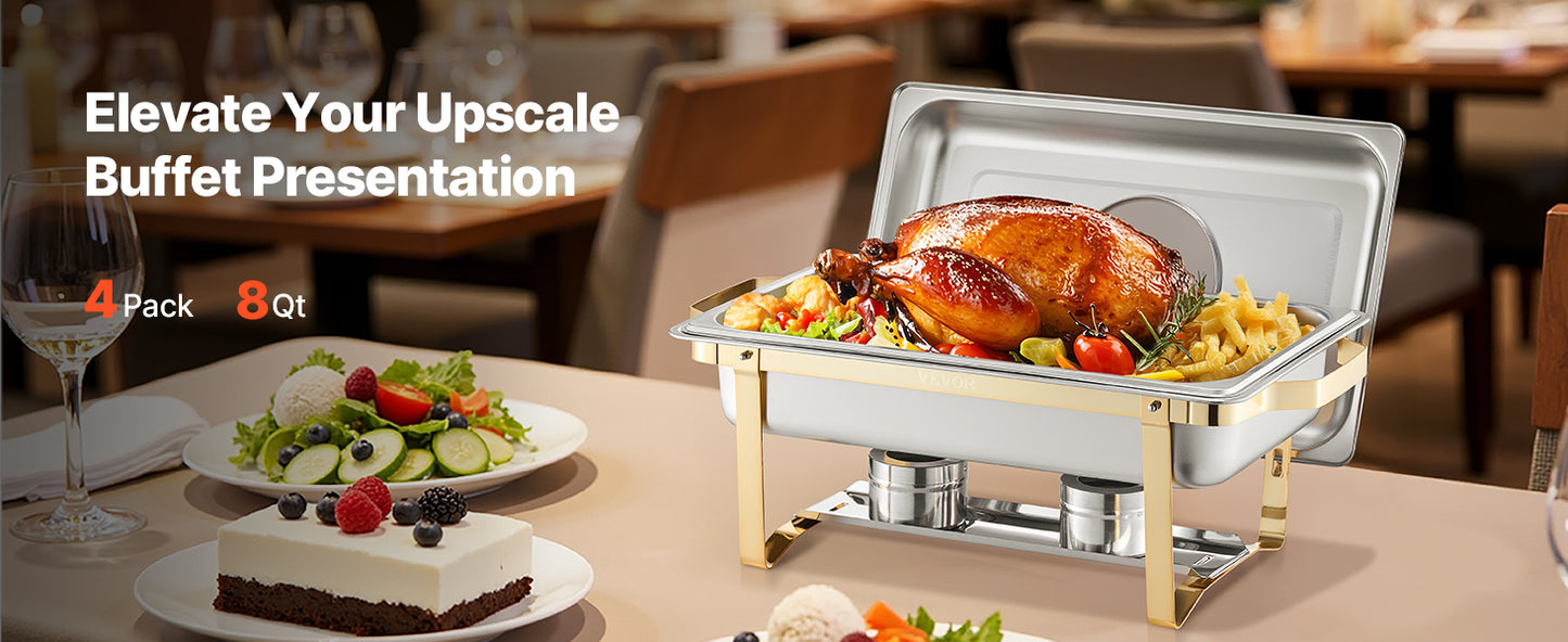 SSucceBuy 8 Qt 2 or 4 Pack Chafing Dish Buffet Set