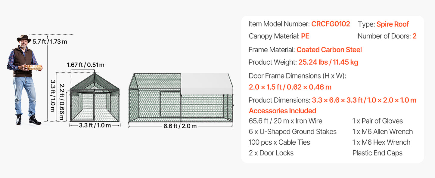 Durable Metal Chicken Coop With Waterproof Cover And Secure Run