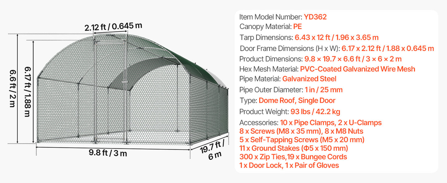 Durable Metal Chicken Coop With Waterproof Cover And Secure Run