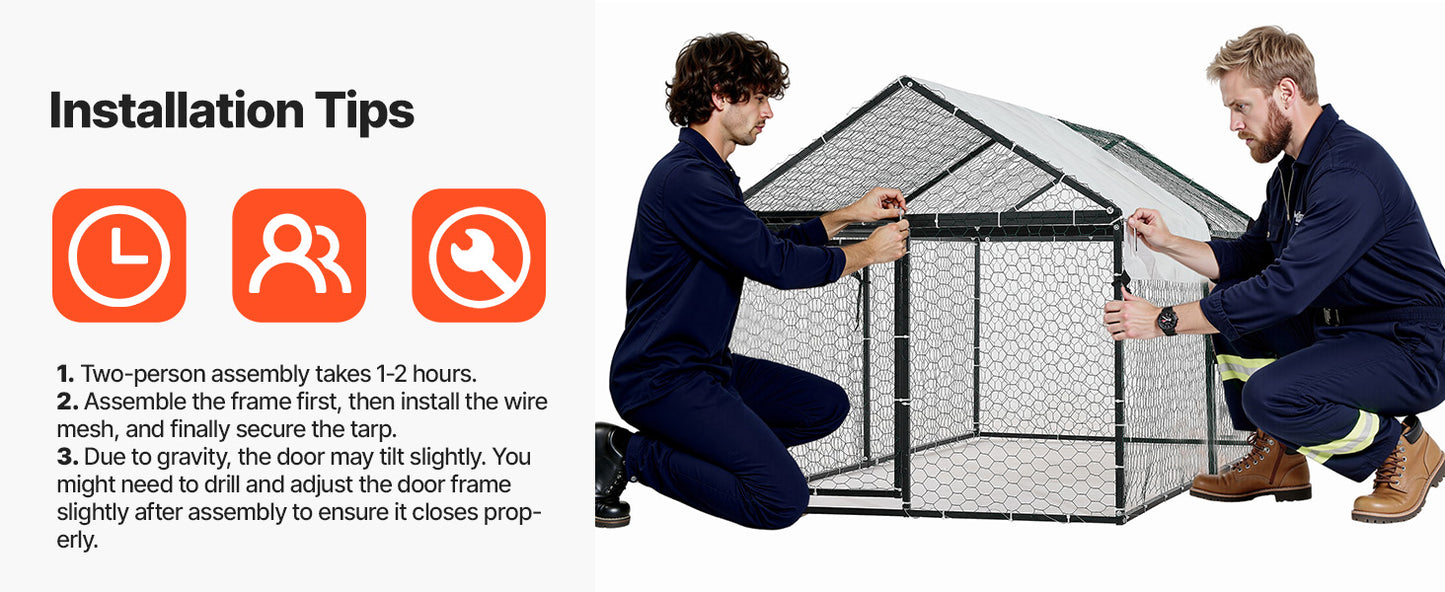 Durable Metal Chicken Coop With Waterproof Cover And Secure Run