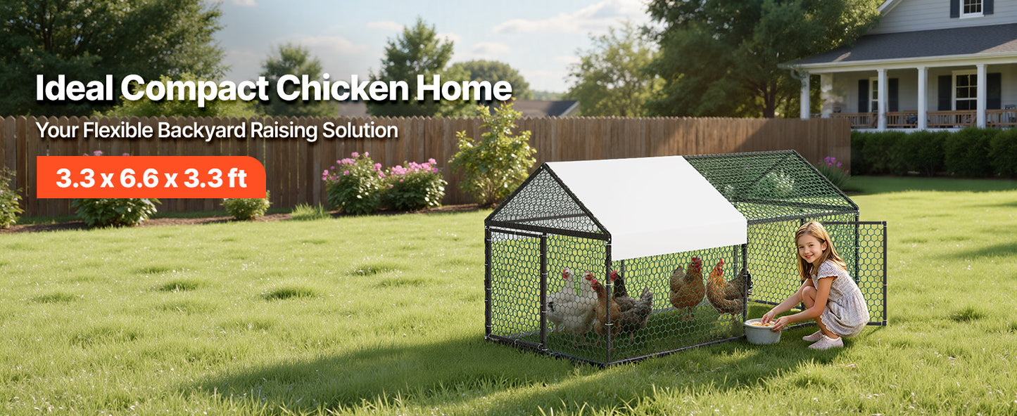 Durable Metal Chicken Coop With Waterproof Cover And Secure Run