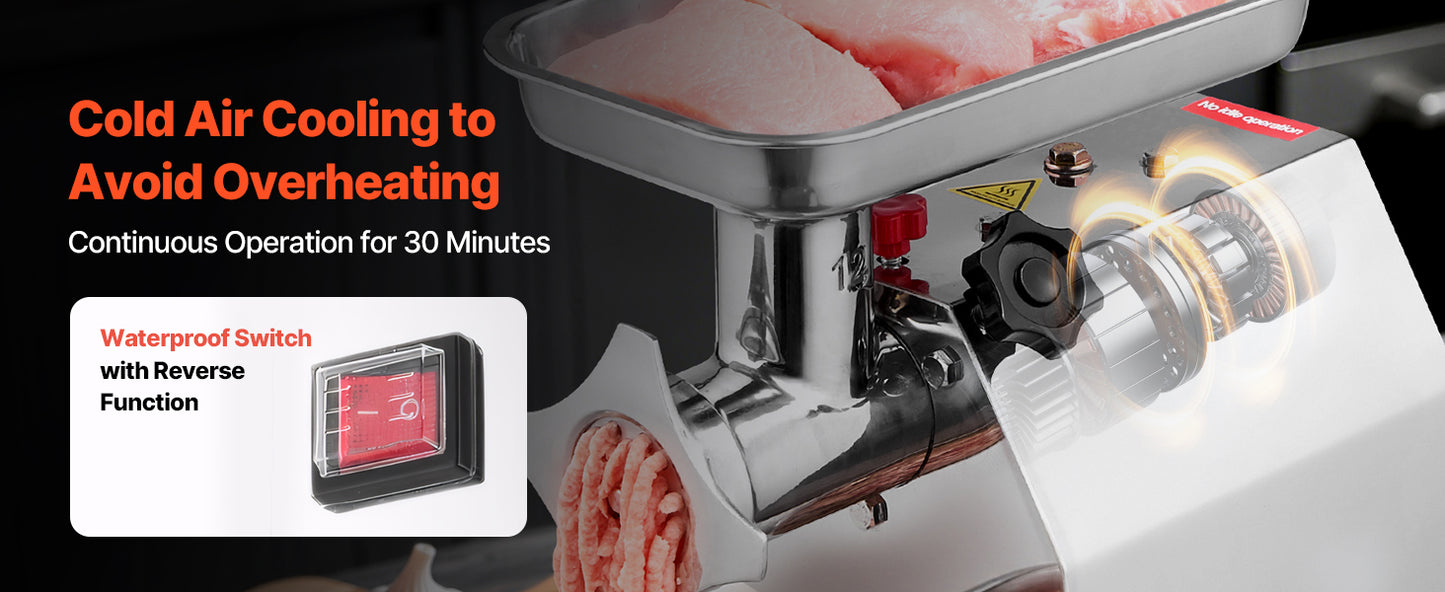 SucceBuy #12 850W Heavy-Duty Electric Meat Grinder – 7 lb/min