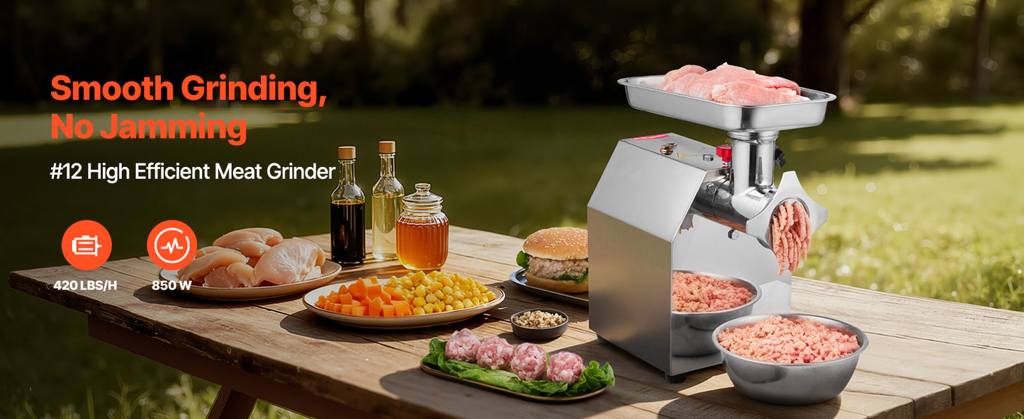 SucceBuy #12 850W Heavy-Duty Electric Meat Grinder – 7 lb/min