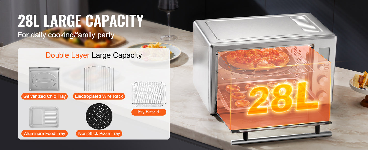 13-in-1 29.6-Quart Air Fryer Toaster Oven with Rotisserie