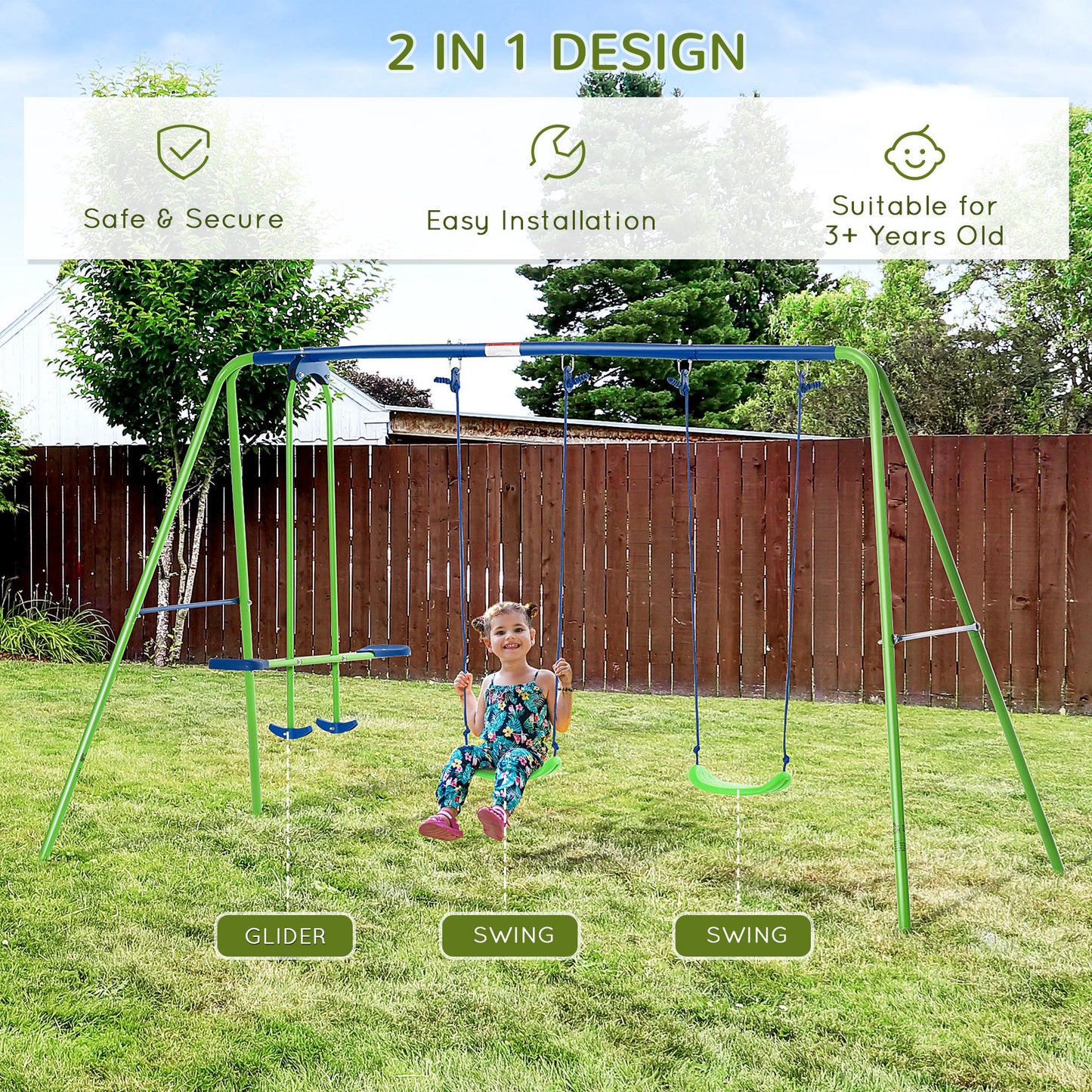 Outdoor Swing Set For Kids Playground Equipment Durable Backyard Fun