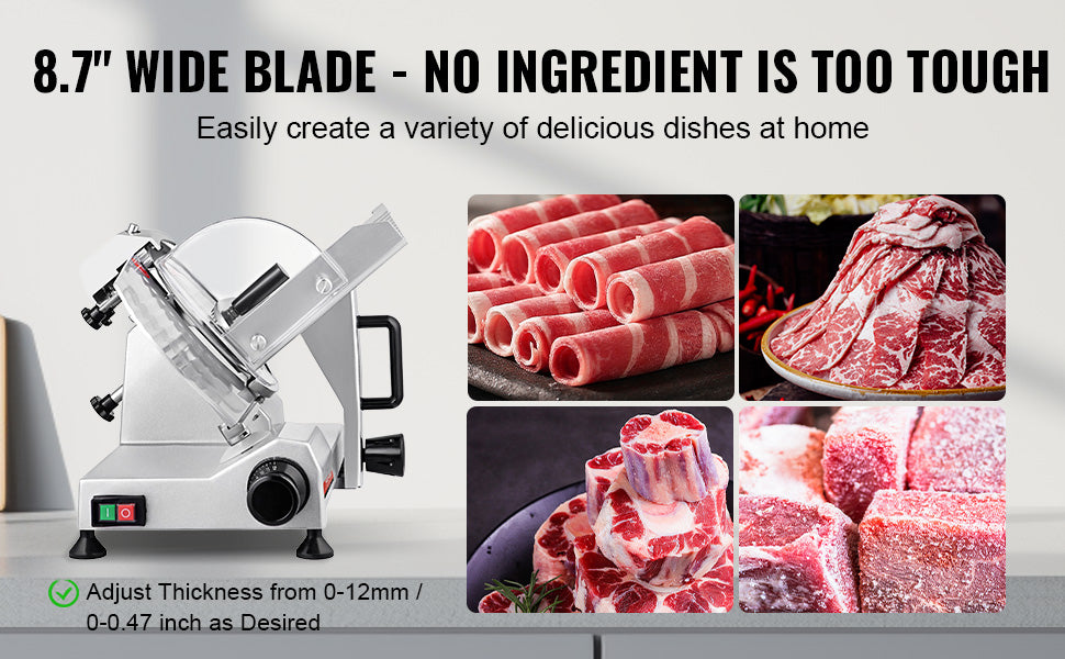 Electric Deli Slicer With Adjustable Thickness For Meats And Cheeses