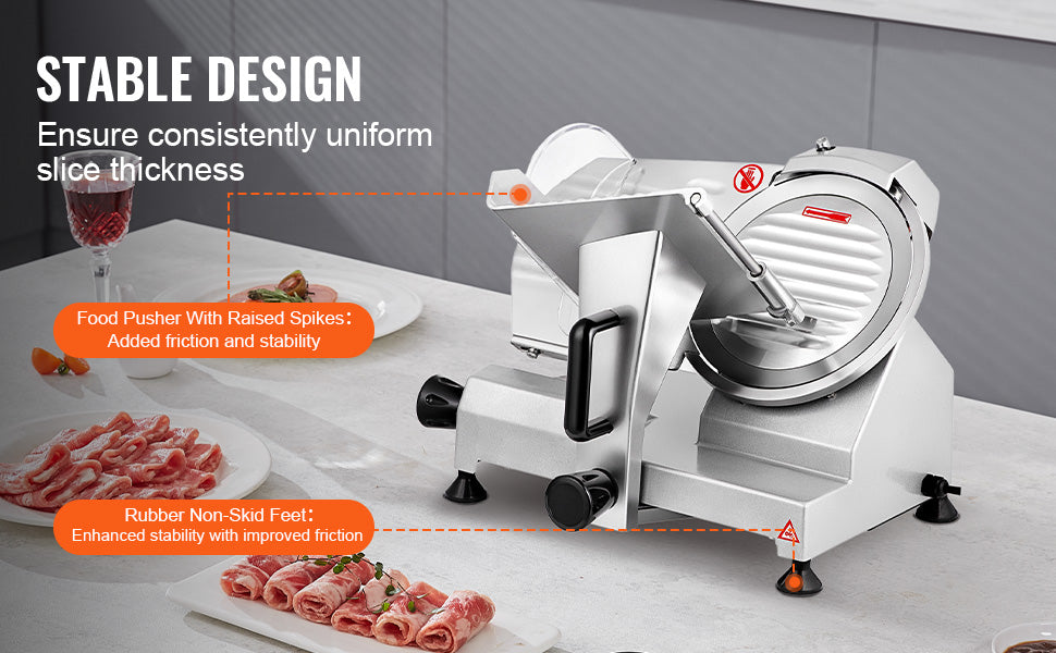 Electric Deli Slicer With Adjustable Thickness For Meats And Cheeses
