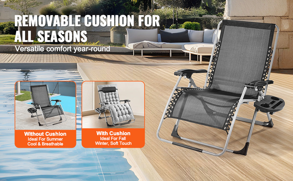 SucceBuy Zero Gravity Lounge Chair With Adjustable Recline And Cupholder