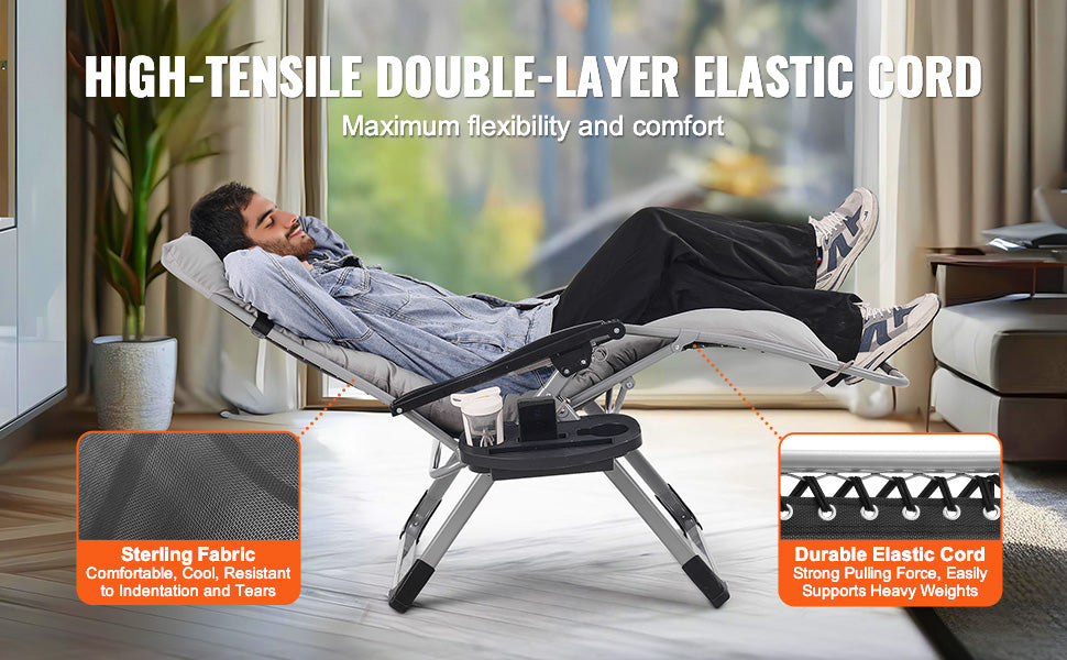SucceBuy Zero Gravity Lounge Chair With Adjustable Recline And Cupholder