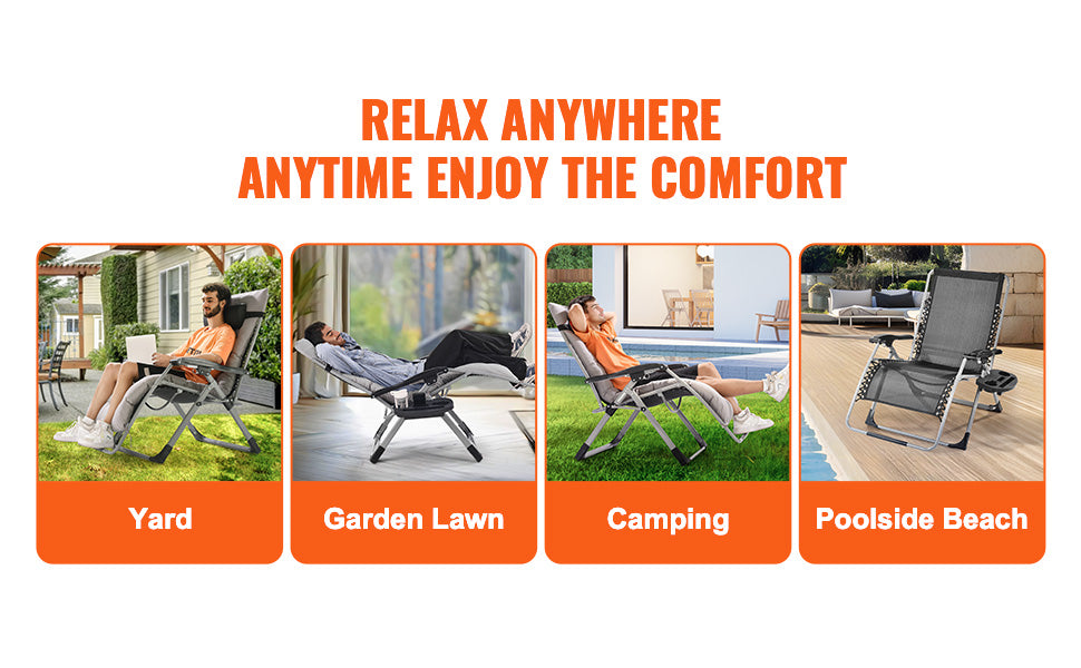 SucceBuy Zero Gravity Lounge Chair With Adjustable Recline And Cupholder